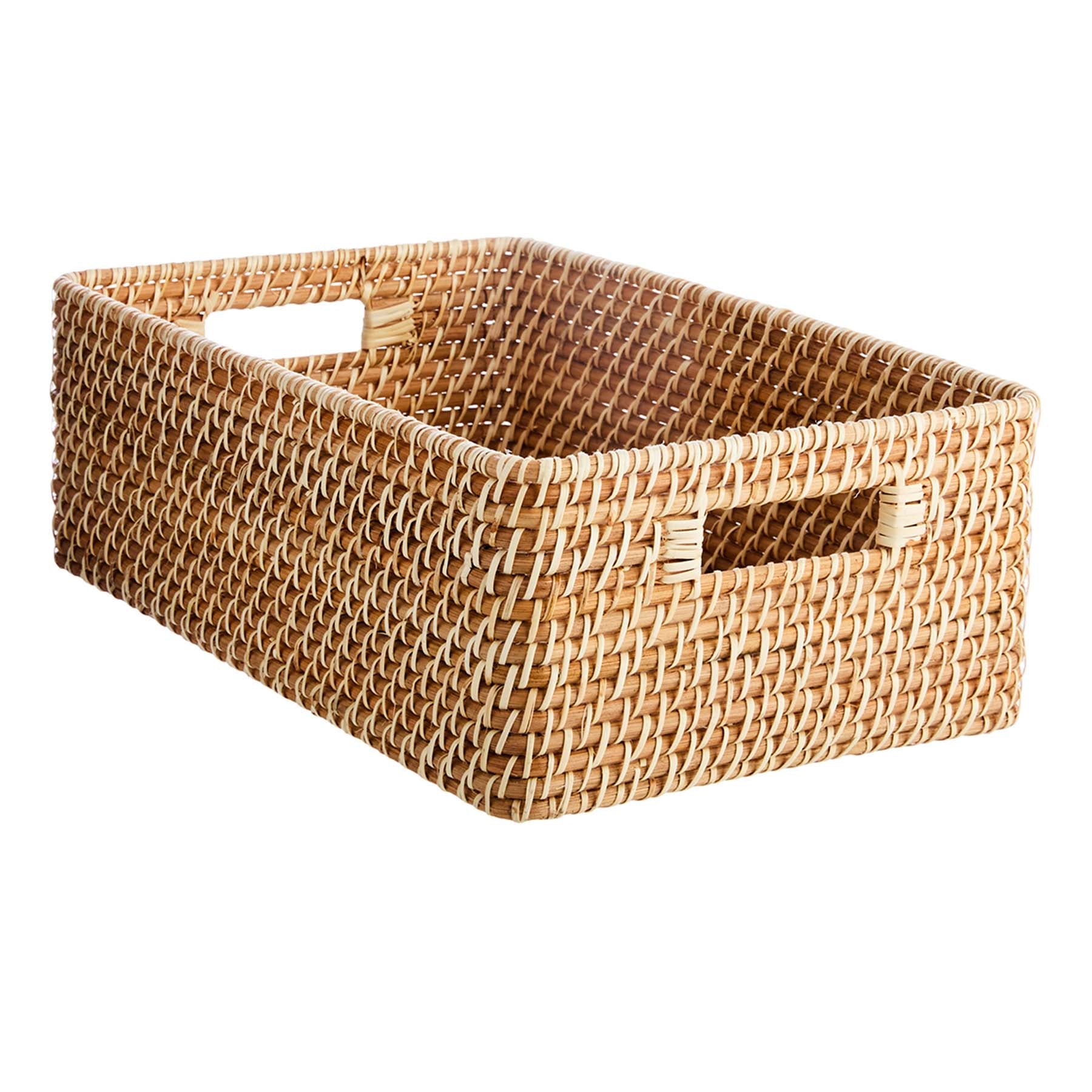 Rattan Rectangle Storage Basket - Natural, 19.7x11.8x6.3"