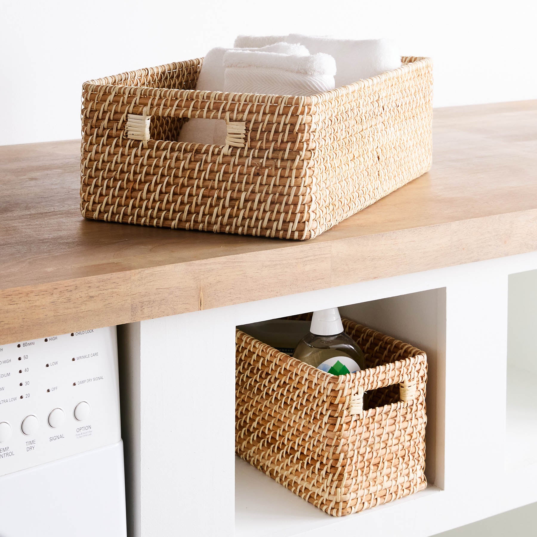 Rattan Rectangle Storage Basket - Natural, 19.7x11.8x6.3"