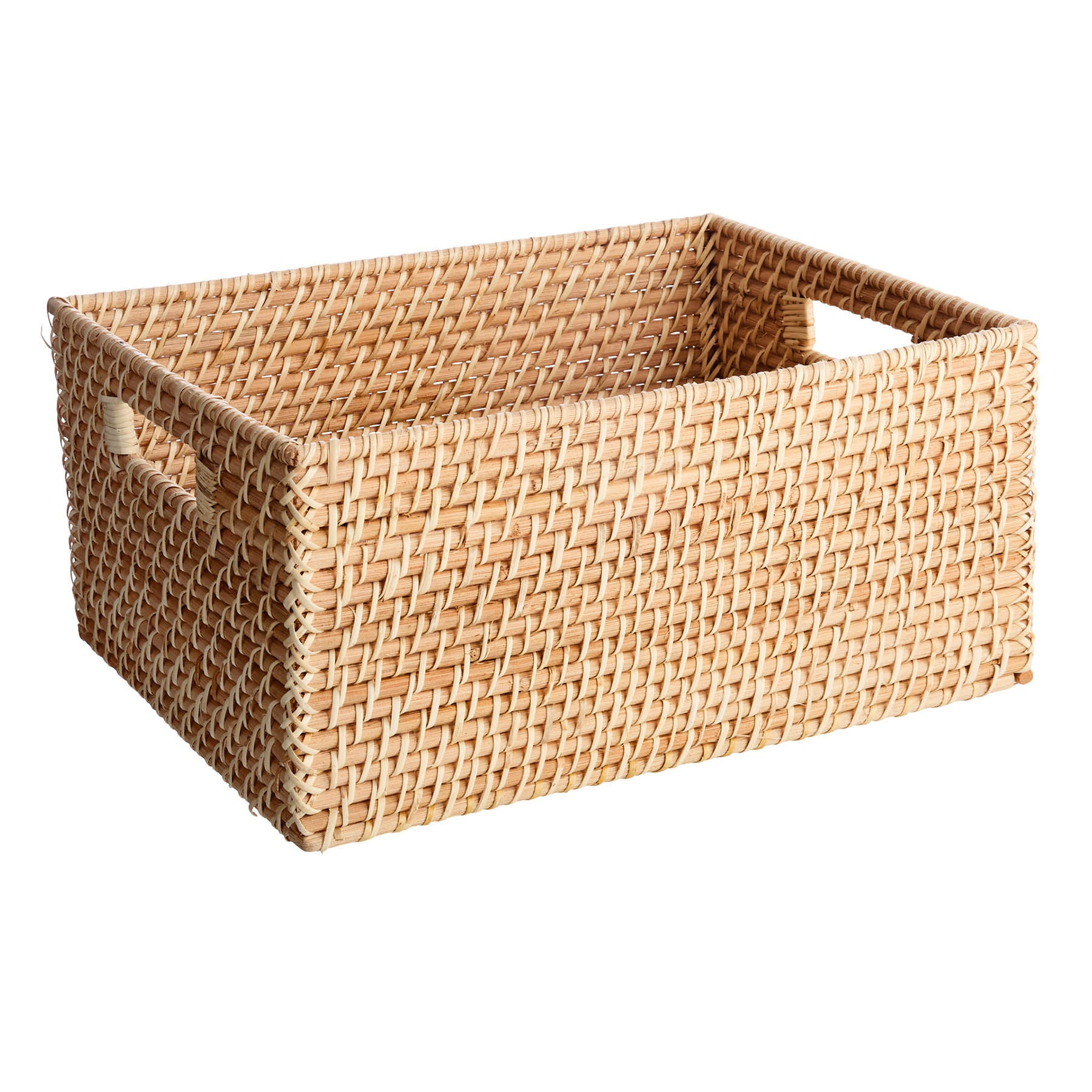 Rattan Rectangle Storage Basket - Natural, 15.0x11.2x7.1"