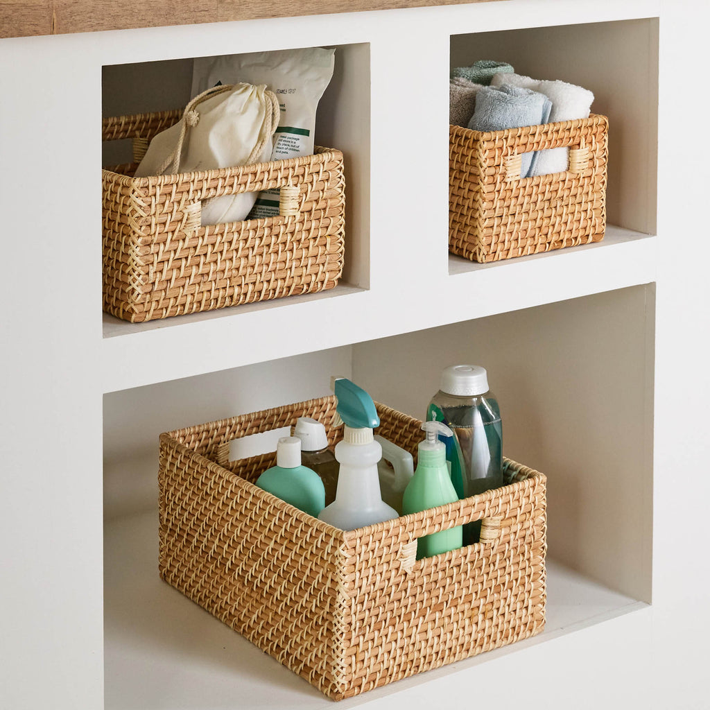 Rattan Rectangle Storage Basket - Natural, 11.0x7.3x5.5"