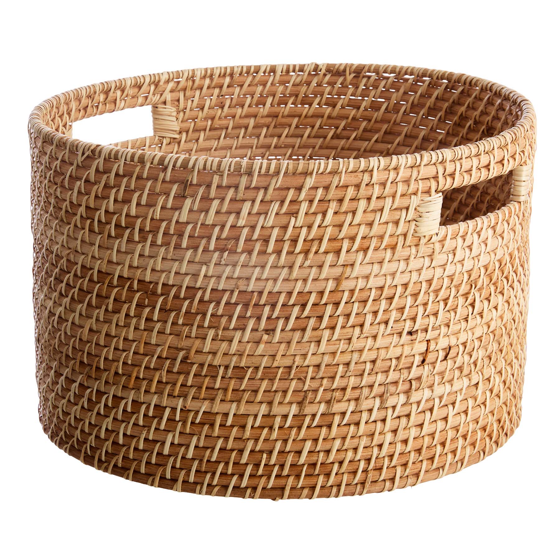 Rattan Round Storage Basket - Natural, 15.9x15.9x10.0"