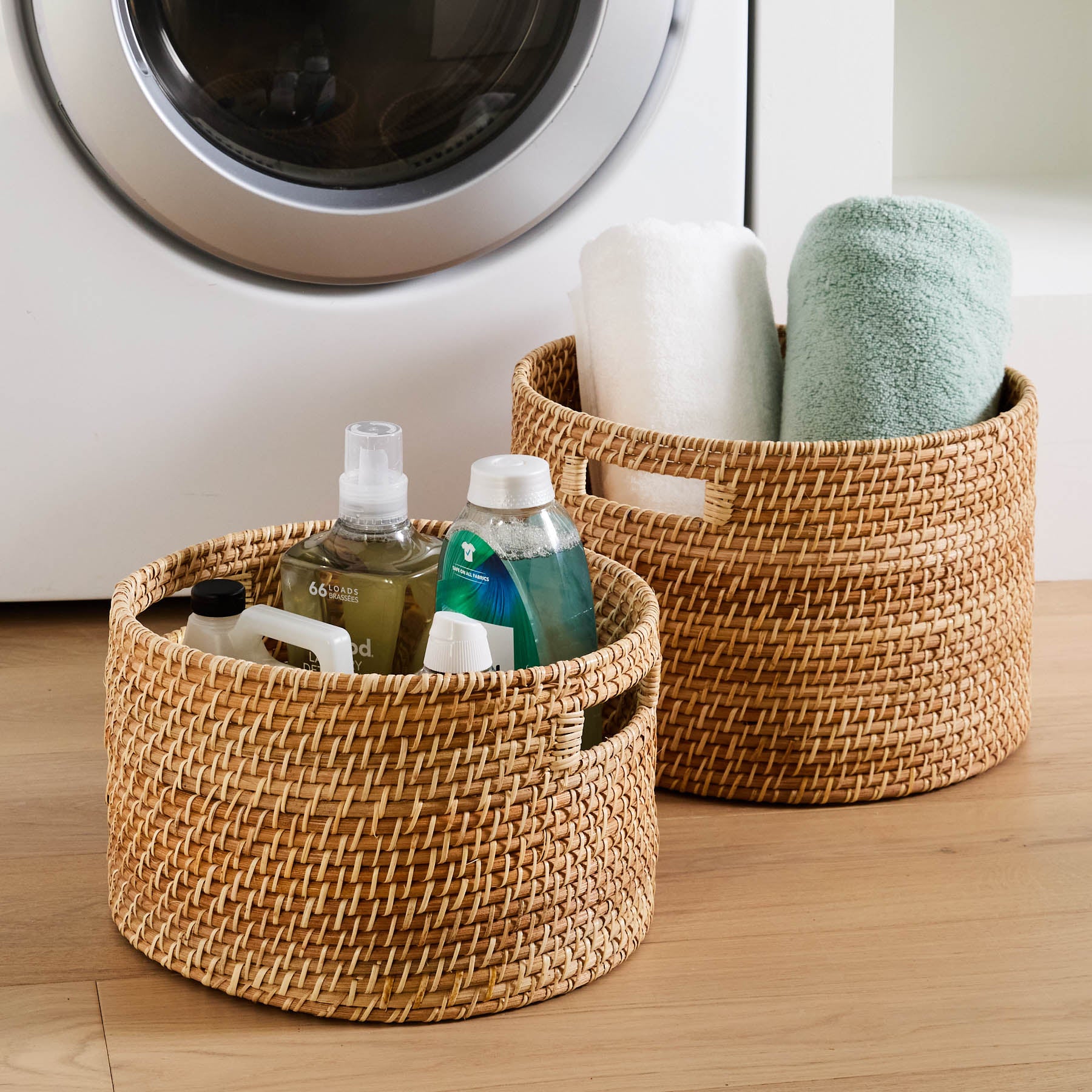 Rattan Round Storage Basket - Natural, 15.9x15.9x10.0"