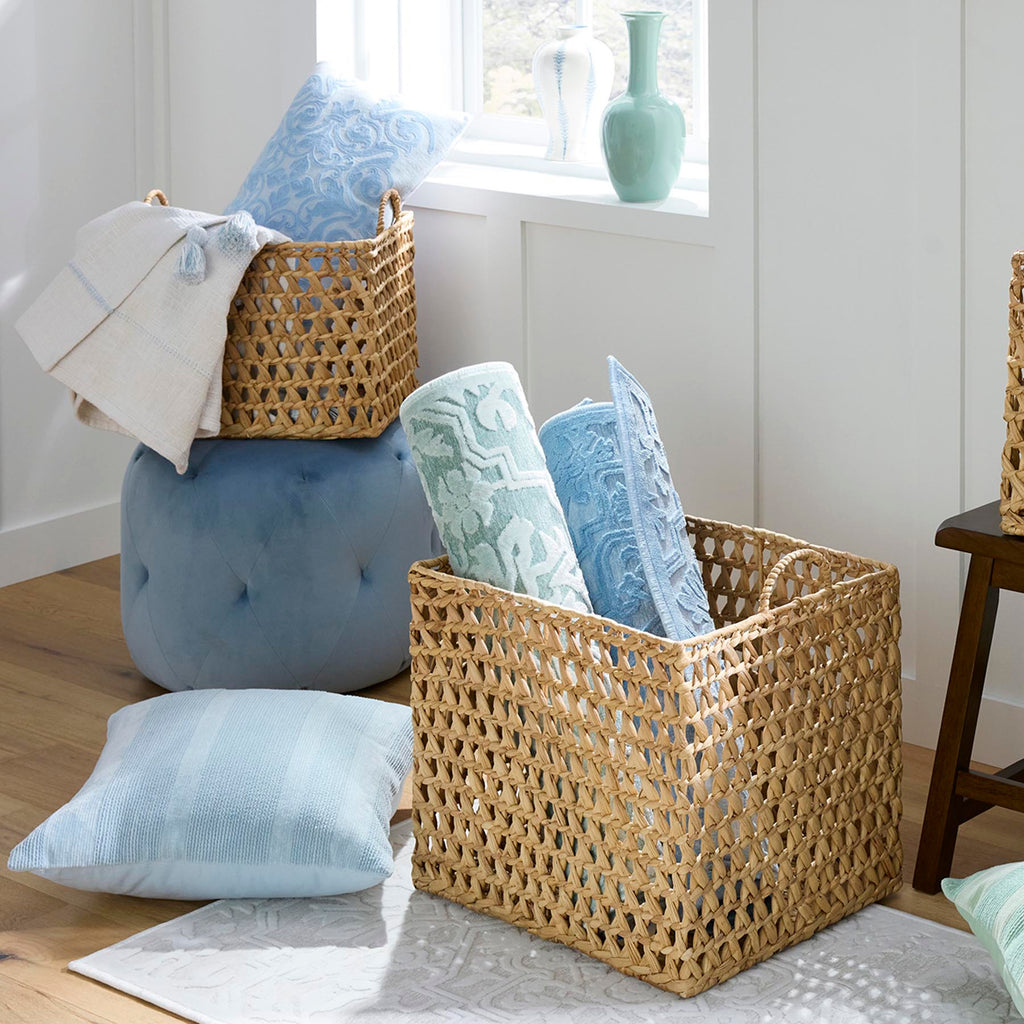 Wicker Rectangle Storage Basket - Natural, 19.0x15.5x16.0"