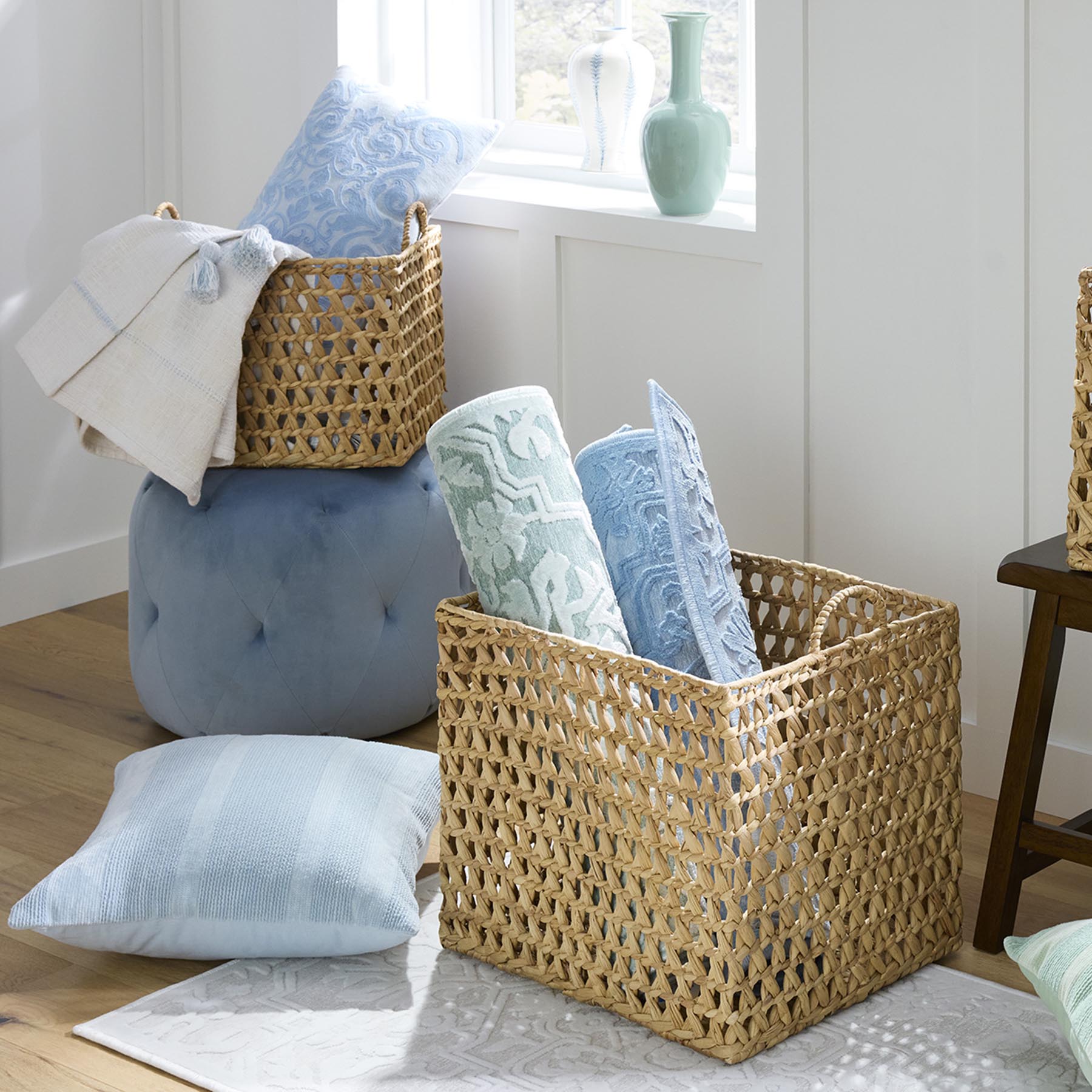 Wicker Rectangle Storage Basket - Natural, 19.0x15.5x16.0"